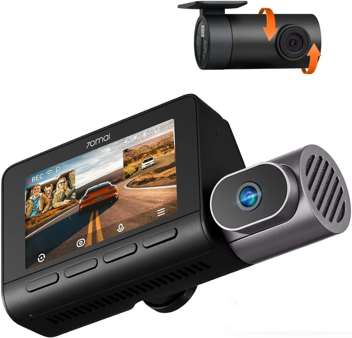 Premium 4K 3-Channel Dash Cam Front Rear and Interior Recording System (Wide Angle, Black) aaruw