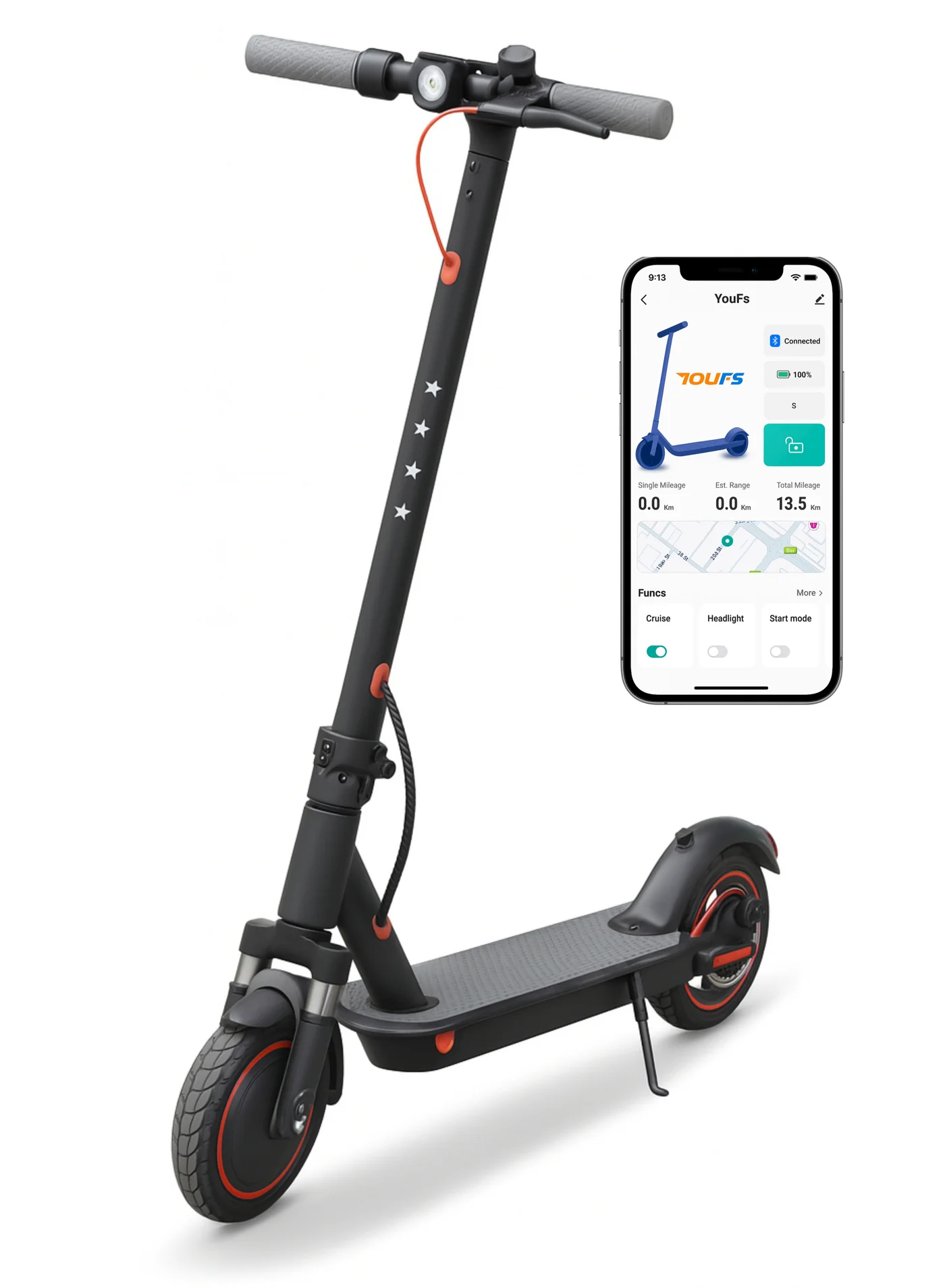 Leaders Electric Scooter with 350W Motor and Bluetooth App Control (Foldable, 30km Range, 120kg Capacity) cureh