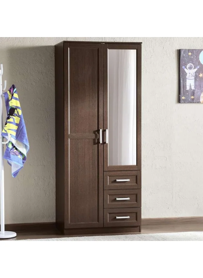 Pan Home Malmo 2 Door Wardrobe with Mirror (Brown, 180 cm x 80 cm x 50 cm) 6yjl8