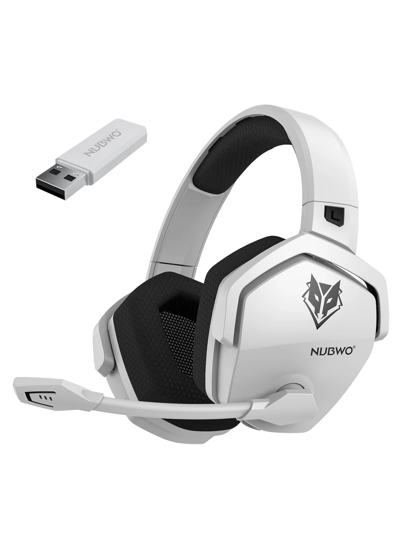 NUBWO G06 Wireless Gaming Headset with Microphone, Dual Mode 2.4GHz and Bluetooth Connectivity, Ergonomic Over-Ear Design for PC and Console (White) 81m74