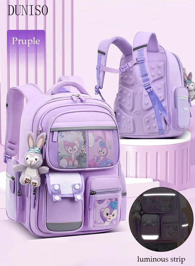 DUNISO School Backpack for Girls Waterproof Book Bag with Doll Pendant (Large Capacity, 40 cm) b2lyb