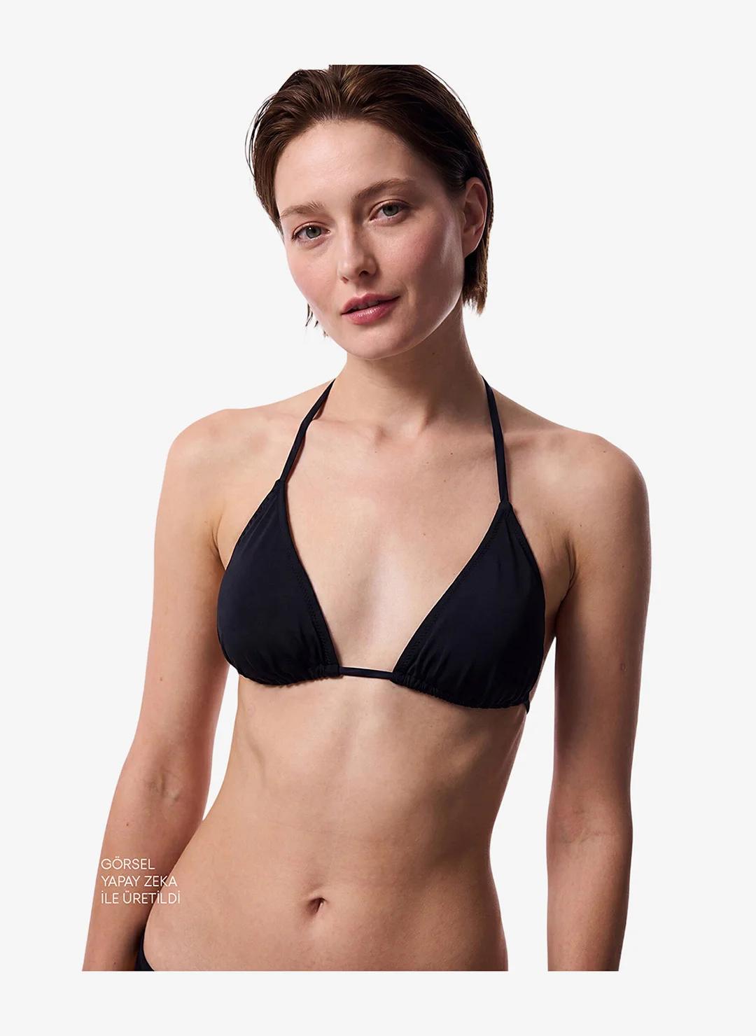 Penti Women Triangle Bikini Top Premium Polyamide Halter Neck Swimwear (Black, One Size) nm74s