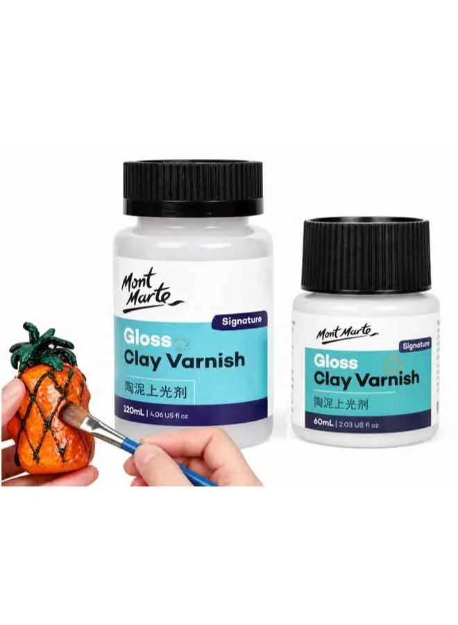 Mont Marte Clay Varnish for Air-Dry Clay Ceramics and Wood (Clear, 180mL) 3texd
