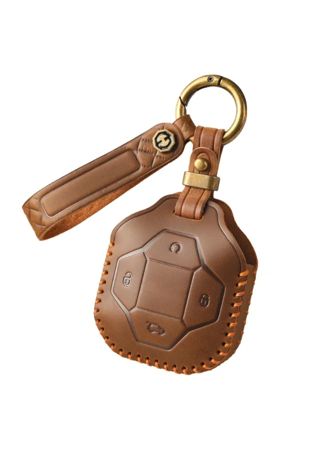 NOSKIN Leather Key Fob Cover for Jetour Traveller T2 2023-2026 Remote (Brown, 1 Piece) 8eubp