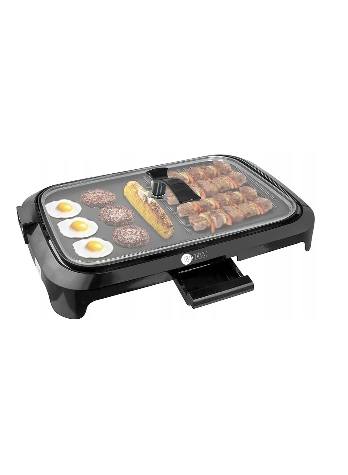 AFRA Electric Barbeque Grill 1600W Indoor and Outdoor Portable BBQ with Thermostat Control (Black, 1 Unit) obzuj