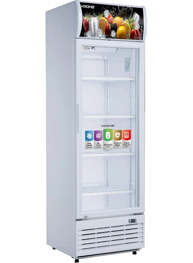 Krome Showcase Chiller with Tempered Glass Door and Digital Temperature Control (White, 550 L) t0qq7
