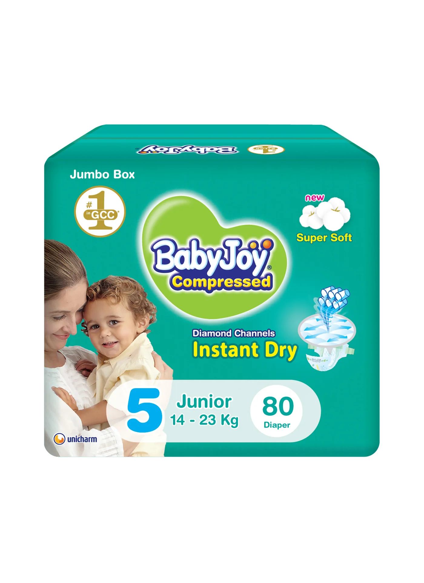 BabyJoy Compressed Diamond Pad Diapers Size 5 Junior (14-23 kg, 80 Count) 4fvpm
