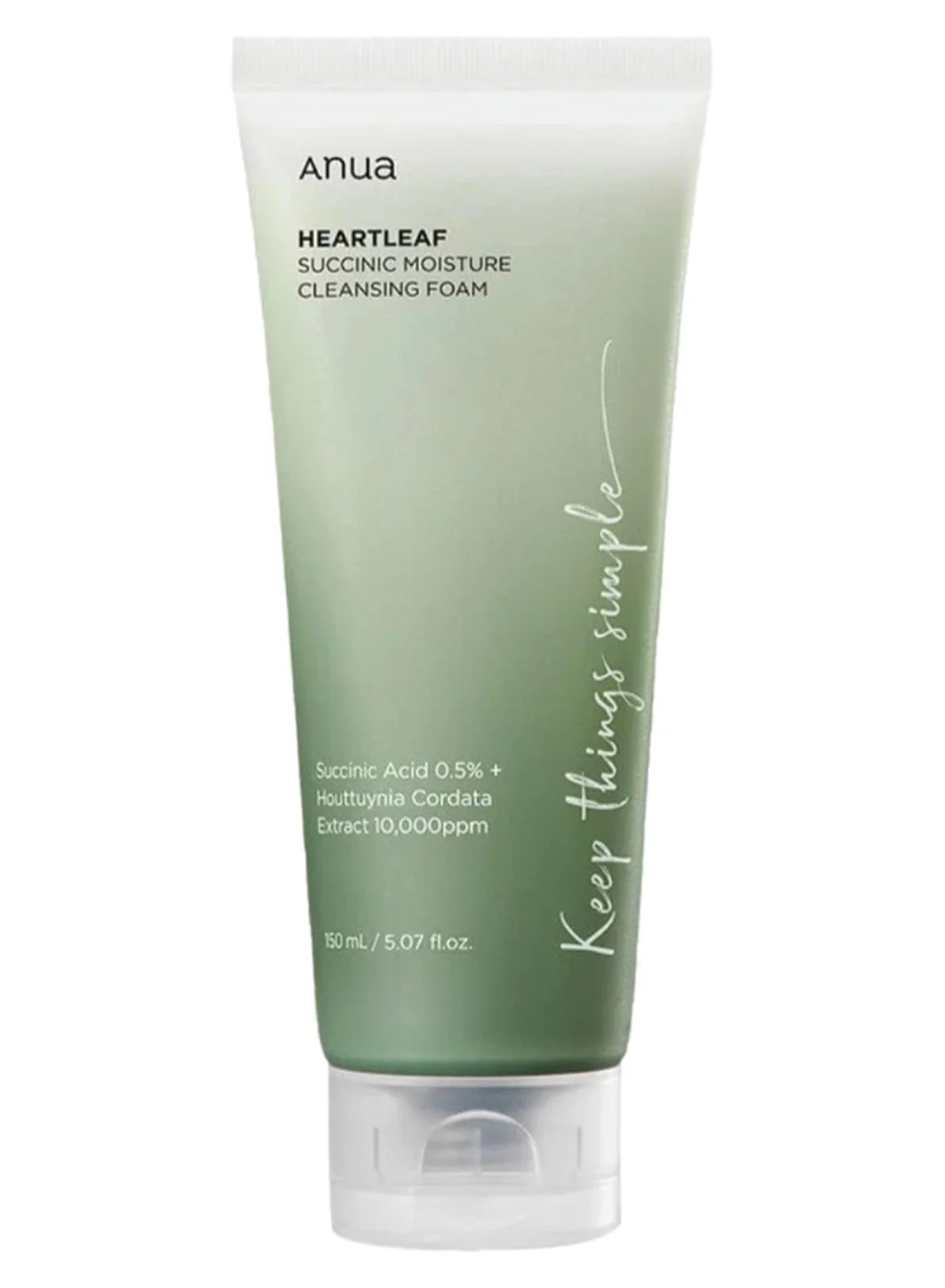 Anua Heartleaf Succinic Moisture Cleansing Foam (Gentle Hydrating Face Wash for Sensitive Skin, 150 mL) xva3u
