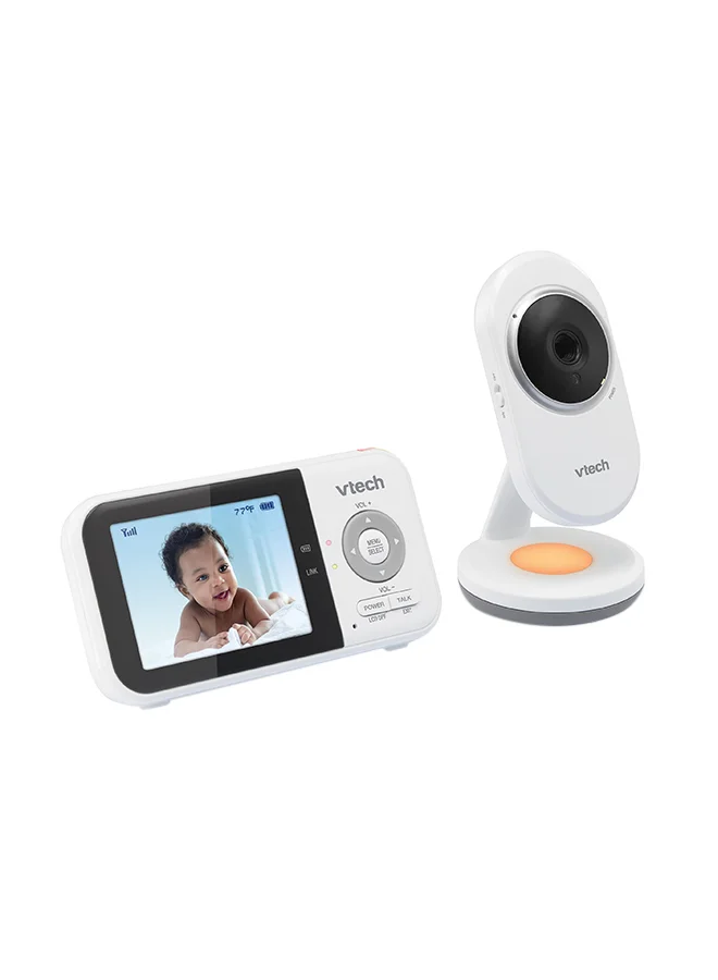 Premium Digital Baby Monitor with Camera and 2.8-inch Screen, Secure Non-WiFi Transmission, Night Vision and 2-Way Audio (White, 1 Unit) sp4oi