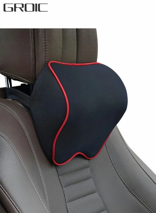 GROIC Car Neck Support Pillow Premium Memory Foam Headrest Cushion for Driving Comfort (Grey, 28 cm x 20 cm) egqqu