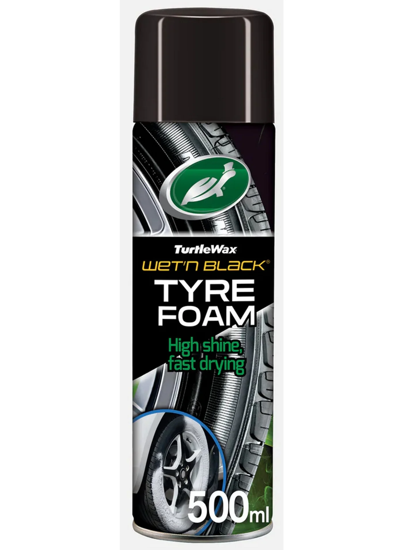 Turtle Wax Tyre Foam High Shine Cleaner (Black, 500 mL) Premium Automotive Exterior Care l5zhz
