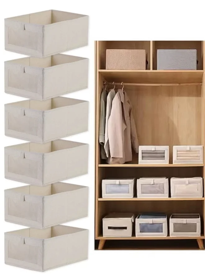 DUNISO Wardrobe Clothes Organizer Set Foldable Drawer Storage Bins for Closet Organization (6 Pieces, Grey) e7qk6