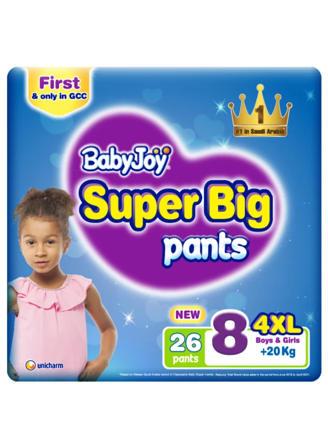 BabyJoy Premium Pants Diapers for Boys and Girls (Size 8, 20+ kg, 26 Count) 6t69z