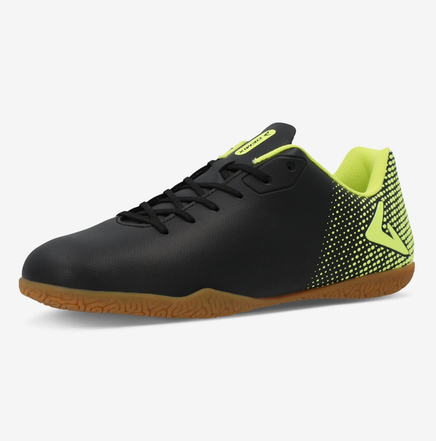 Demix Goal Indoor Football Shoes Premium Synthetic Upper Non-Marking Sole for Men (Black/Neon Yellow) tezoe