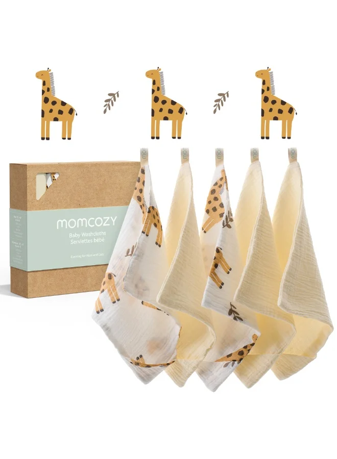 Momcozy Baby Washcloths 4-Layer Premium Cotton Soft Towels for Newborns (White, 25cm x 25cm) qzikc