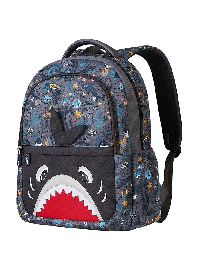 Nohoo Kids School Backpack Shark Design Premium Lightweight Waterproof School Bag (Grey, 40 cm) lmtlx