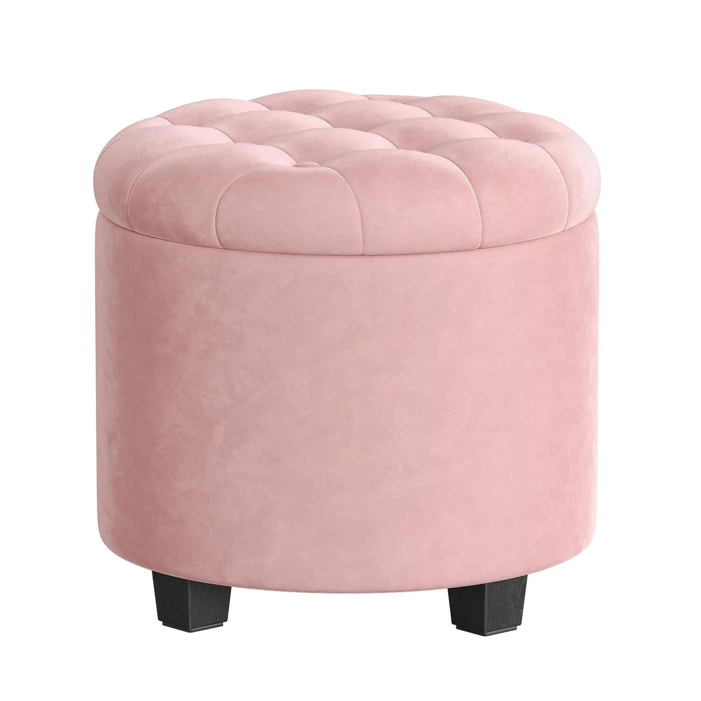 Premium Round Velvet Storage Ottoman Footrest with Sturdy Legs (Jelly Pink, 45 x 45 x 44 cm) 1qvta