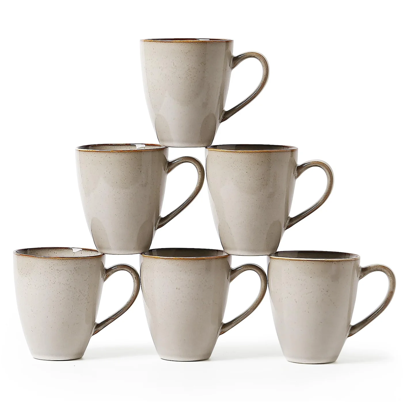 MONITO Ceramic Coffee Mugs Set, Large Modern Tea Cups with Handle for Home and Office (Gray-Yellow, 500 mL, Pack of 6) d22ul