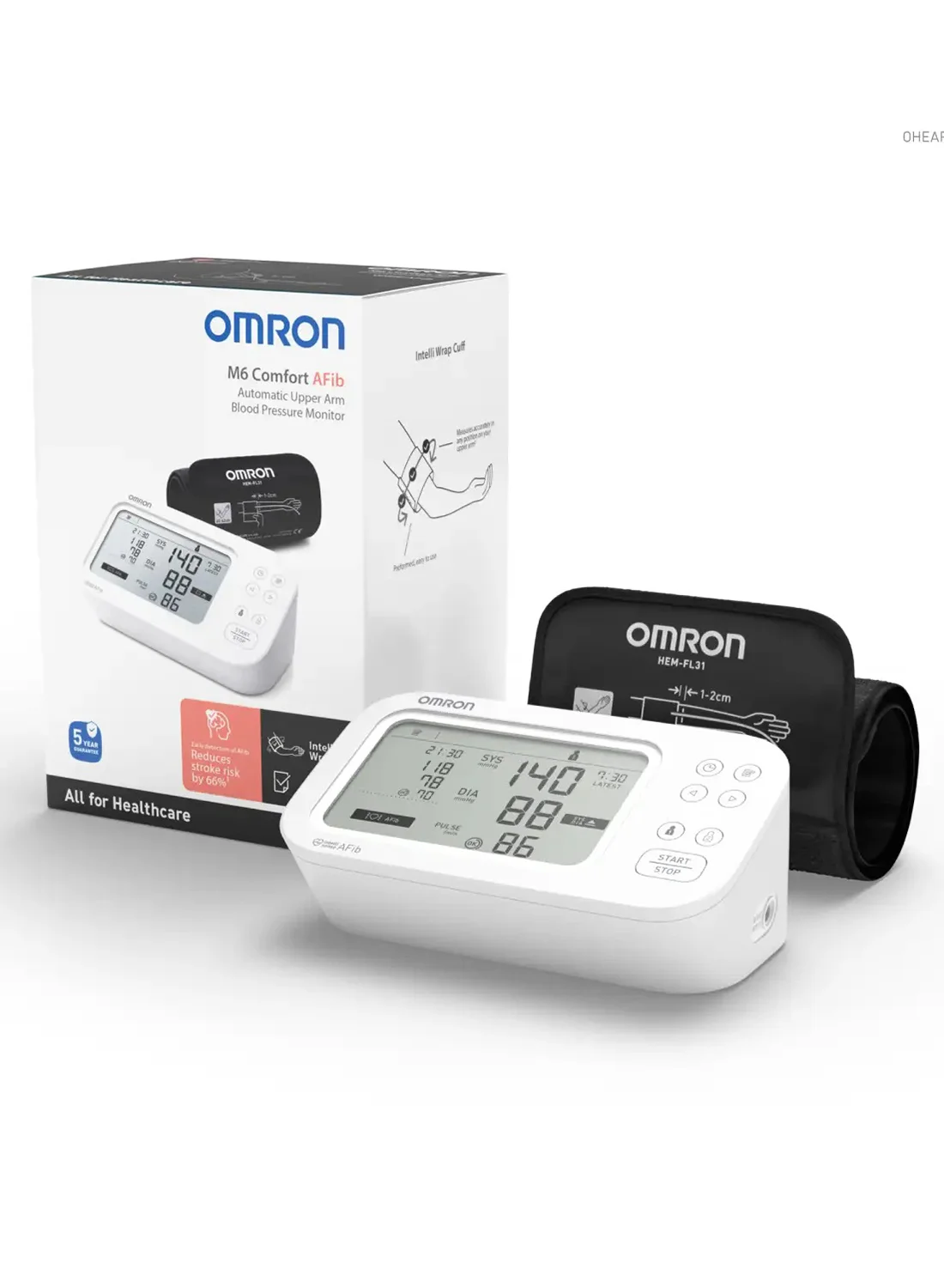 Premium Automatic Upper Arm Blood Pressure Monitor with AFib Detection (Digital Display, One Size) w305o