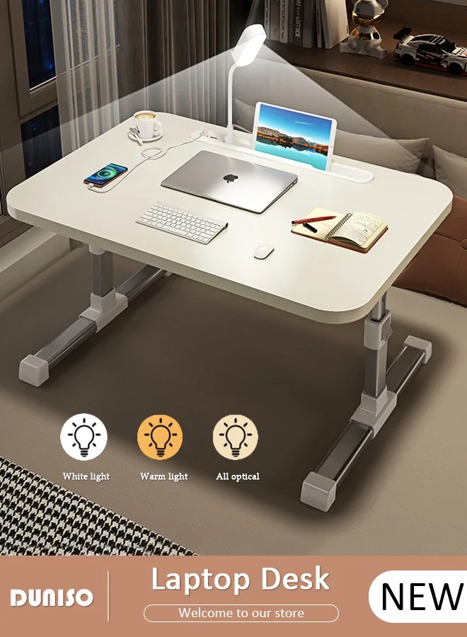DUNISO Adjustable Laptop Bed Tray Table with Eye-Protection Lamp and USB Charging Port (Foldable, 60x40 cm) 40zm8