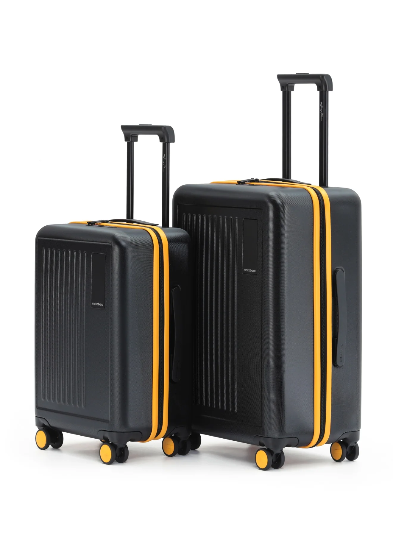 Premium Hardshell Travel Luggage Set (40L Cabin and 65L Check-in) Durable Polycarbonate Suitcase with TSA Lock and Smooth Zippers (Black and Yellow, 2-Piece Set) c62k1