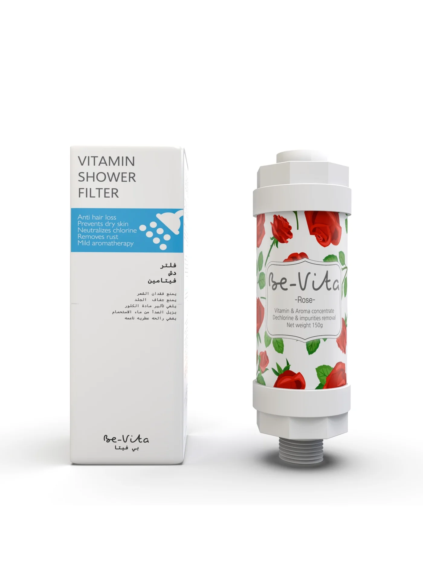 Be-Vita Vitamin C Shower Filter for Chlorine and Rust Removal (Rose Scent, 150g) ljnnc