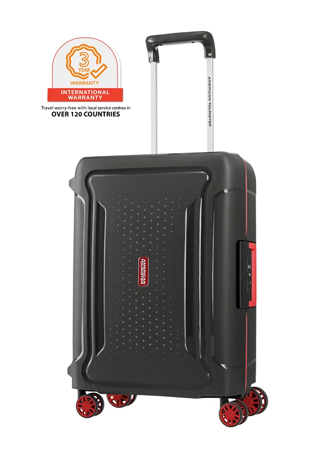 Premium Hard Shell Cabin Suitcase with 4 Spinner Wheels and 3-Point Locking System (Dark Grey, 55 cm) 0fyop