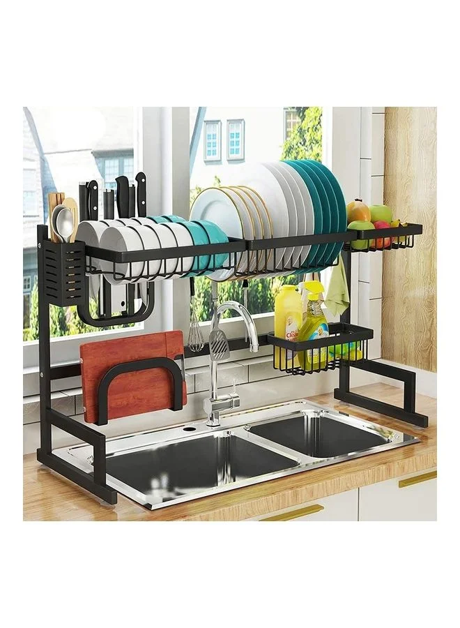 Orchid Kitchen Over Sink Drainer Shelf Premium Stainless Steel Counter Organizer (Black, 65cm) bgb6e