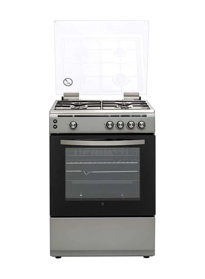 Premium Freestanding Gas Cooker and Grill with 4 Burners and Oven (Silver, 60x60 cm) pqwkj