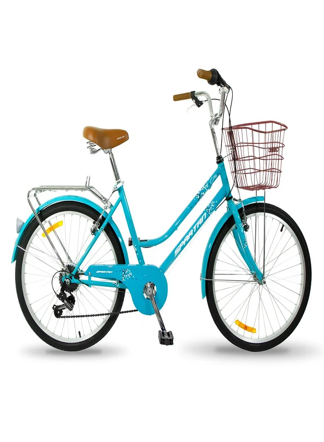 Spartan Classic City Bike for Girls, Lightweight Steel Frame Urban Bicycle, Adjustable Saddle, Front & Rear Brakes (Teal, 24-Inch) uo1aw