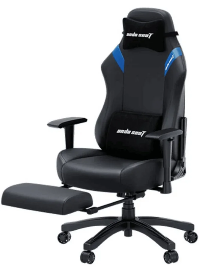 Anda Seat Luna Pro Gaming Chair with Retractable Footrest and Breathable Fabric (Black/Blue) 9doz8
