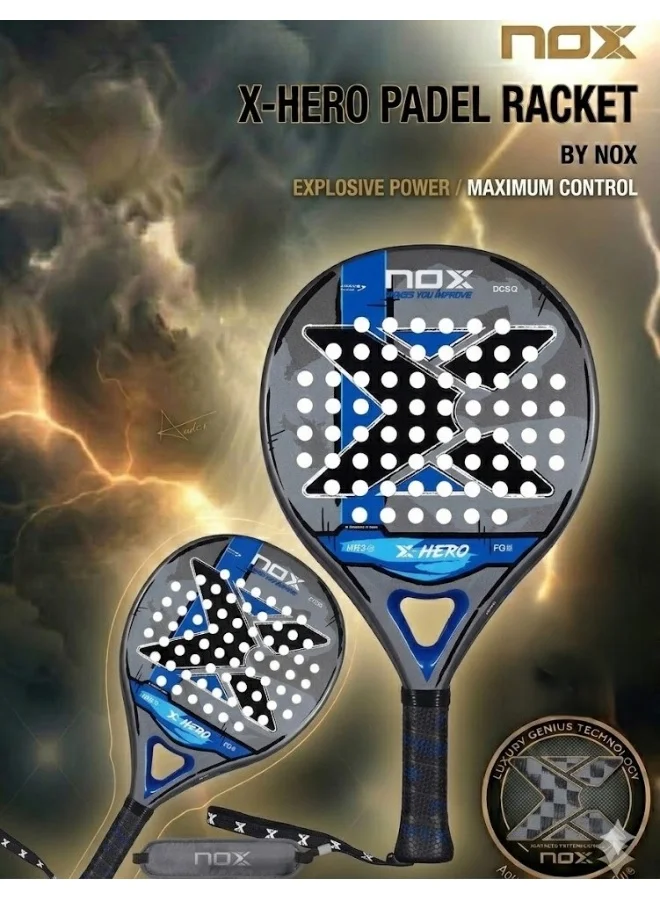 X-Hero Padel Racket Lightweight Round Shape Control Paddle for Beginners and Intermediate Players (Blue, 4-inch Grip) 056rg
