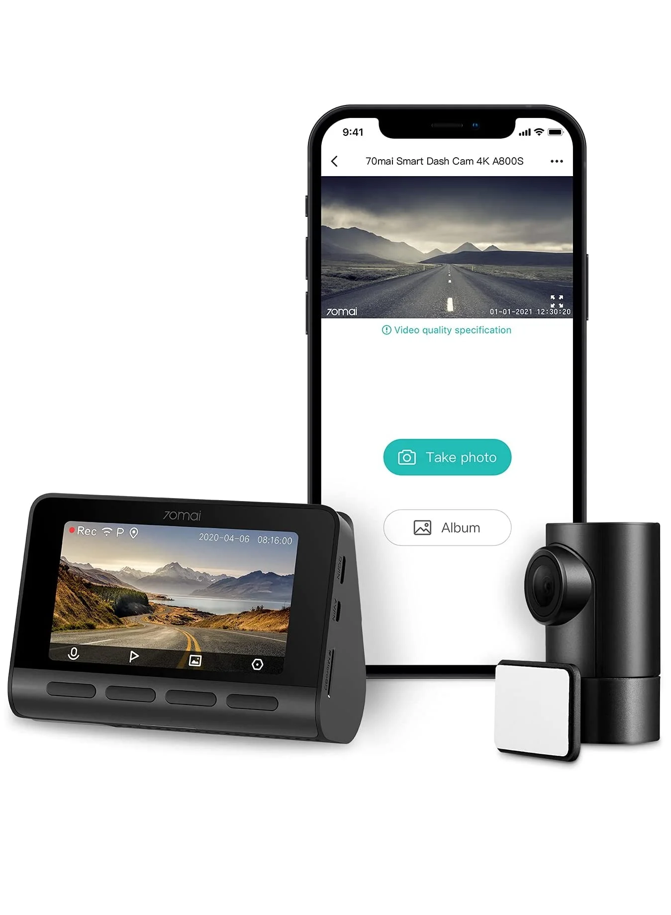 Premium 4K Dual Dash Cam Front and Rear Set with Built-in GPS WiFi and Night Vision (3-inch Screen) qjuqd