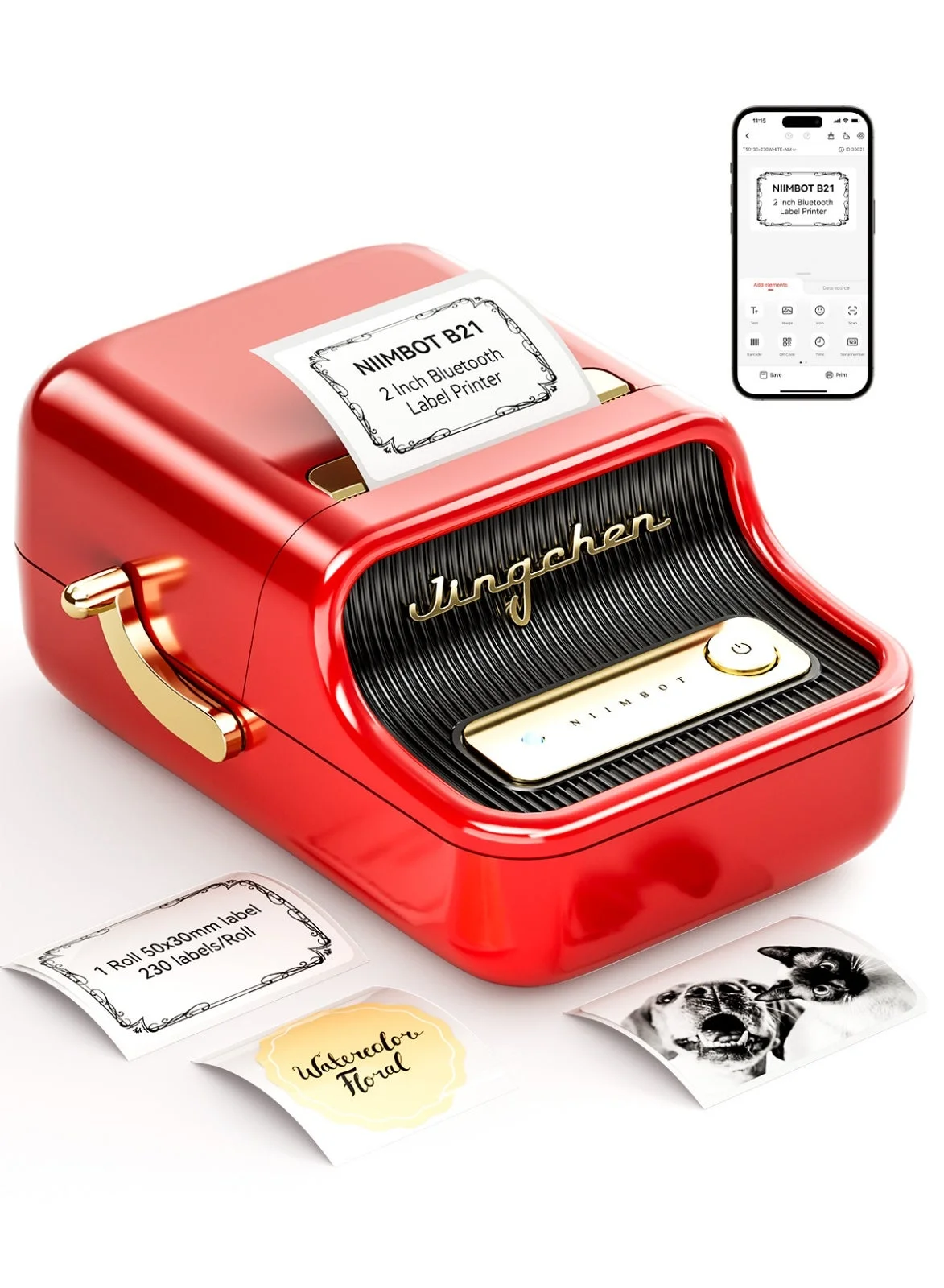 Portable Thermal Label Printer Wireless Bluetooth Sticker Maker for Home Organization and DIY Crafts (300DPI, 1 Unit) co10e