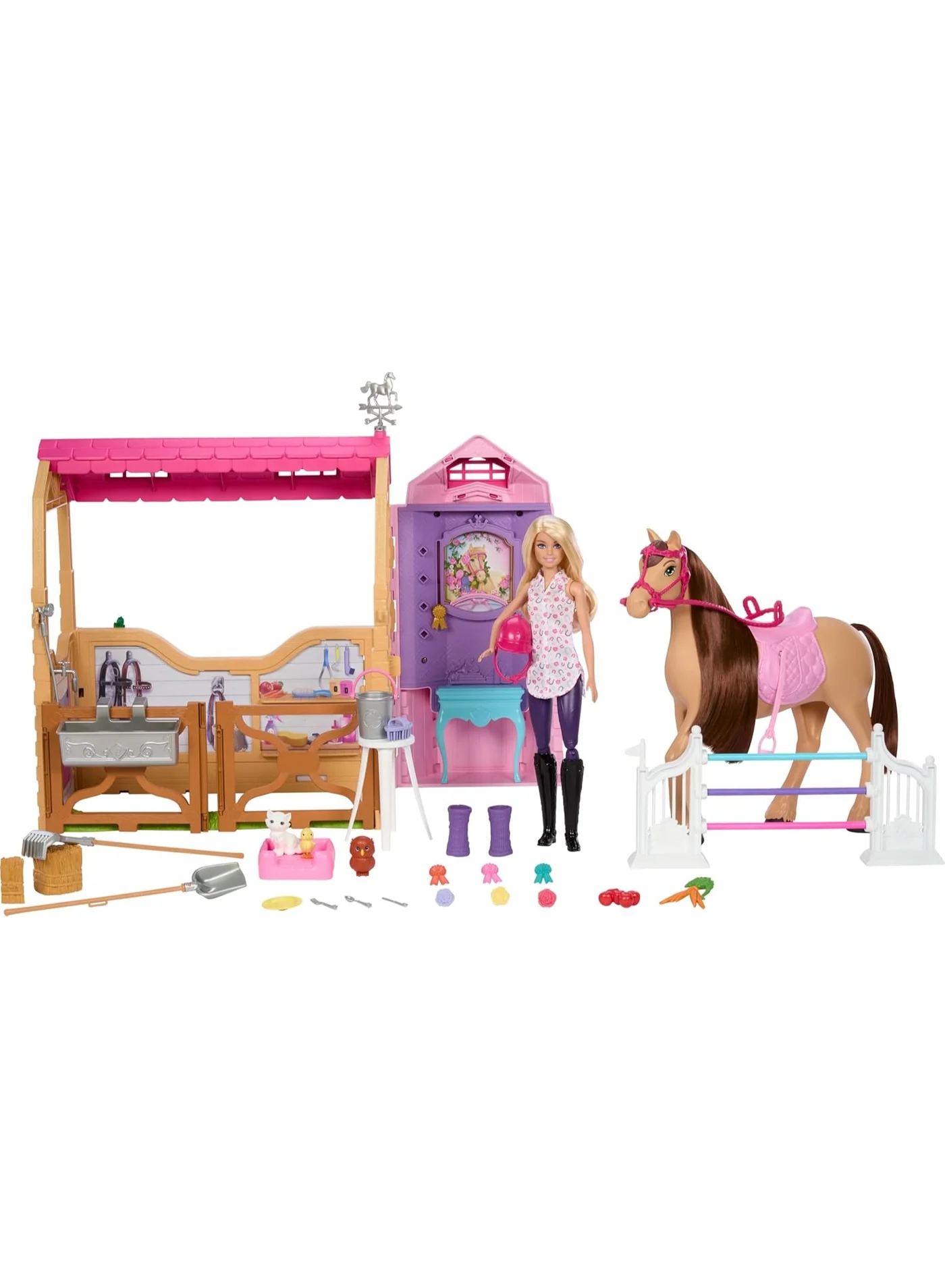 Premium Toy Stable Playset with Doll, Horse and Accessories, 25-Piece Equestrian Activity Center for Kids hjqkq