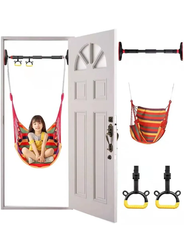 VUCATIN Kids Indoor Doorway Swing Chair and Pullup Bar Fitness Set (Red, 1 Set) vd47j
