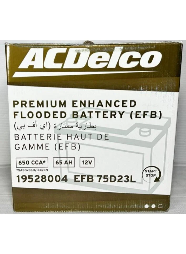 Ac Delco EFB Start-Stop Car Battery 12V 65AH 650CCA (75D23L / 55D23L) o74kg