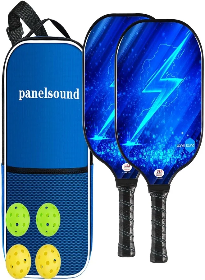 Autostory Pickleball Paddle Set (2 Paddles, 4 Outdoor Balls) Lightweight Fiberglass Racket Kit with Carrying Case j99re