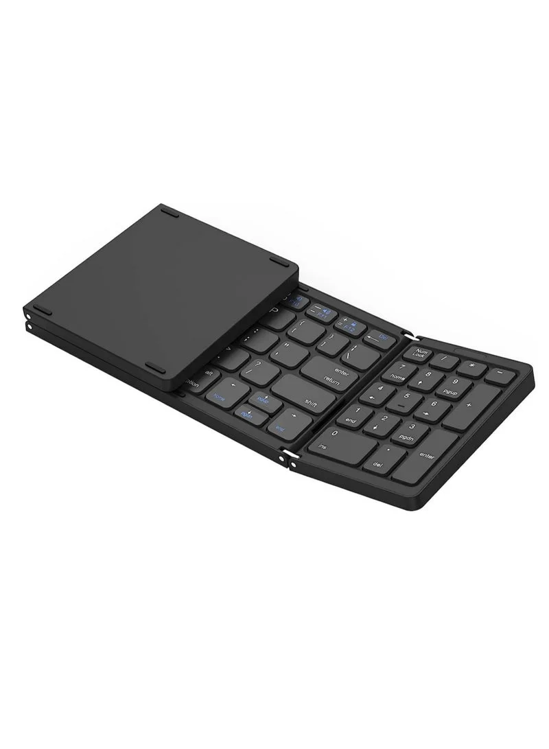 Gulf Trend Foldable Bluetooth Keyboard Wireless Portable Keyboard with Numeric Keypad (USB-C Rechargeable, For Laptop Tablet Smartphone) 5j0g6