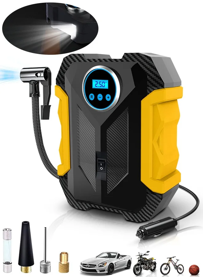 Carsun Portable Car Tyre Inflator Air Compressor (12V, 150 PSI) with Digital Pressure Gauge and LED Light for Vehicles and Inflatables 7rn4s