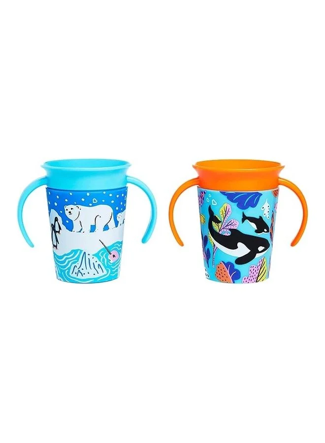Premium 360-Degree Spill-Proof Trainer Cup Set for Toddlers (6 Months+, 180 mL, 2-Piece Pack) b4apu