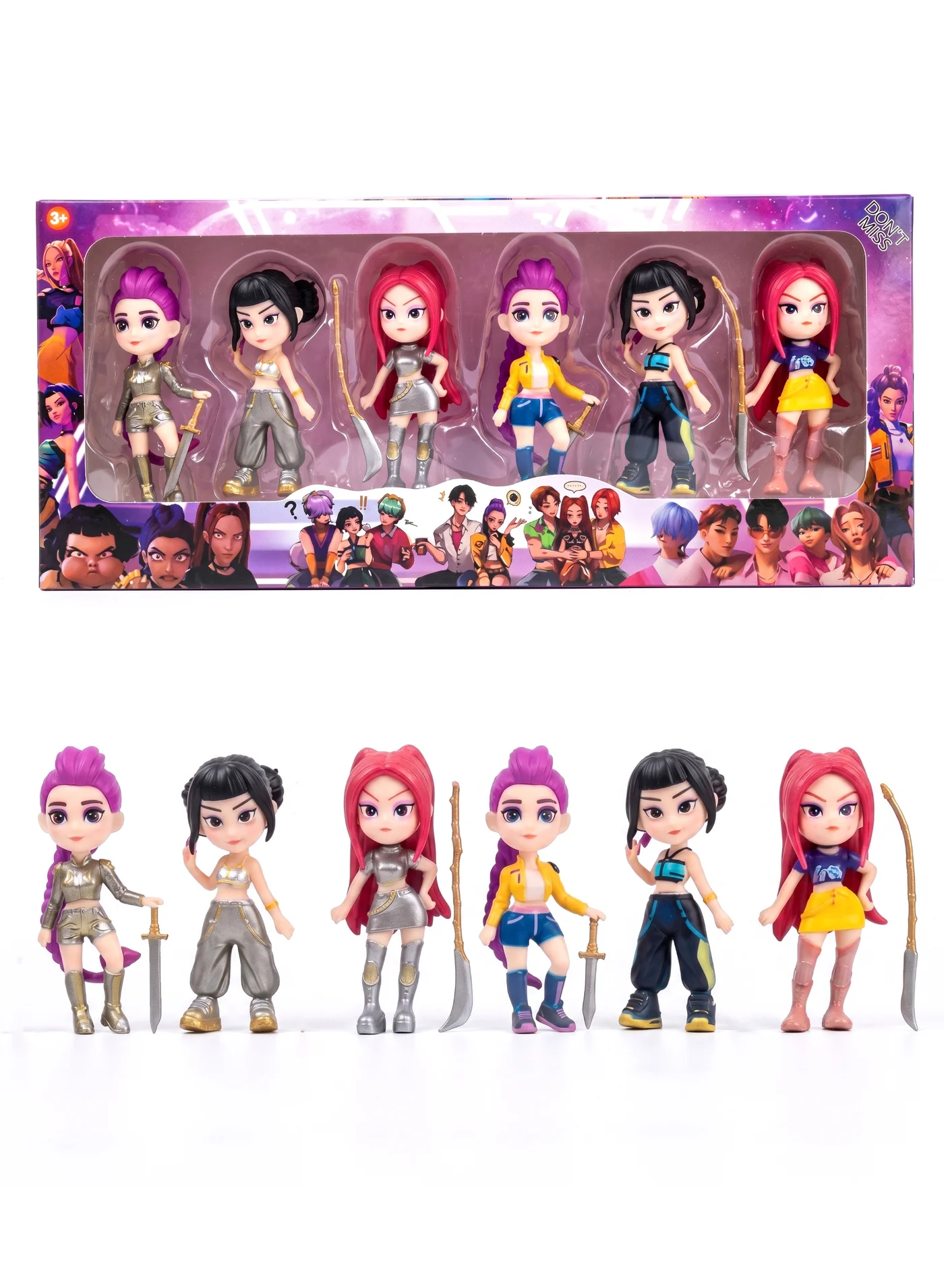 REZZOSS Demon Hunters Action Figure Set (6-Piece, 10cm) Premium PVC Collectible Dolls for Fans and Desk Decoration 2i1ca