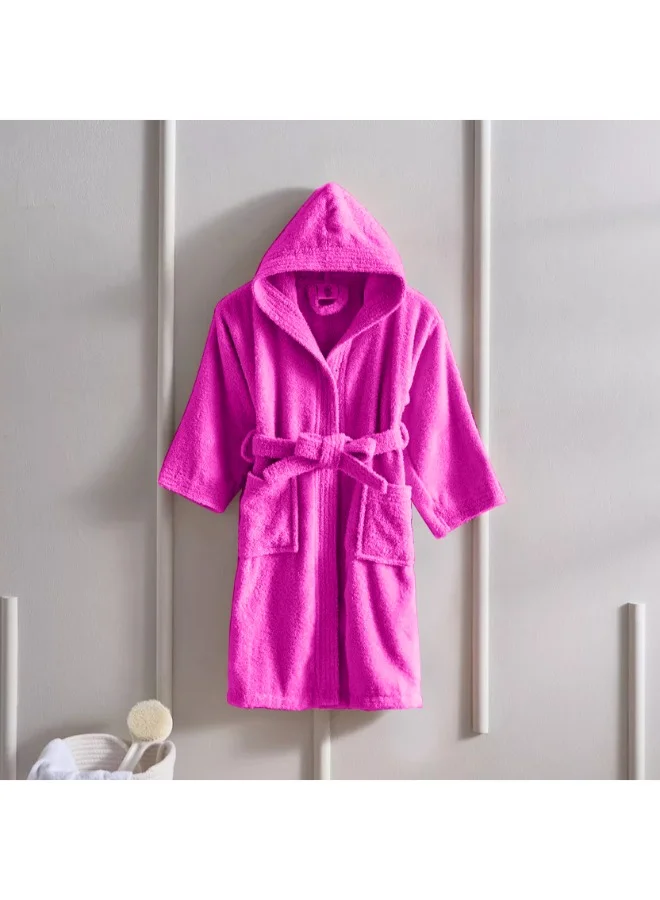 BYFT Kids Hooded Bathrobe Premium Terry Cotton Soft Absorbent Bath Towel Robe (Fuchsia Pink, 6 Years) ly1bh
