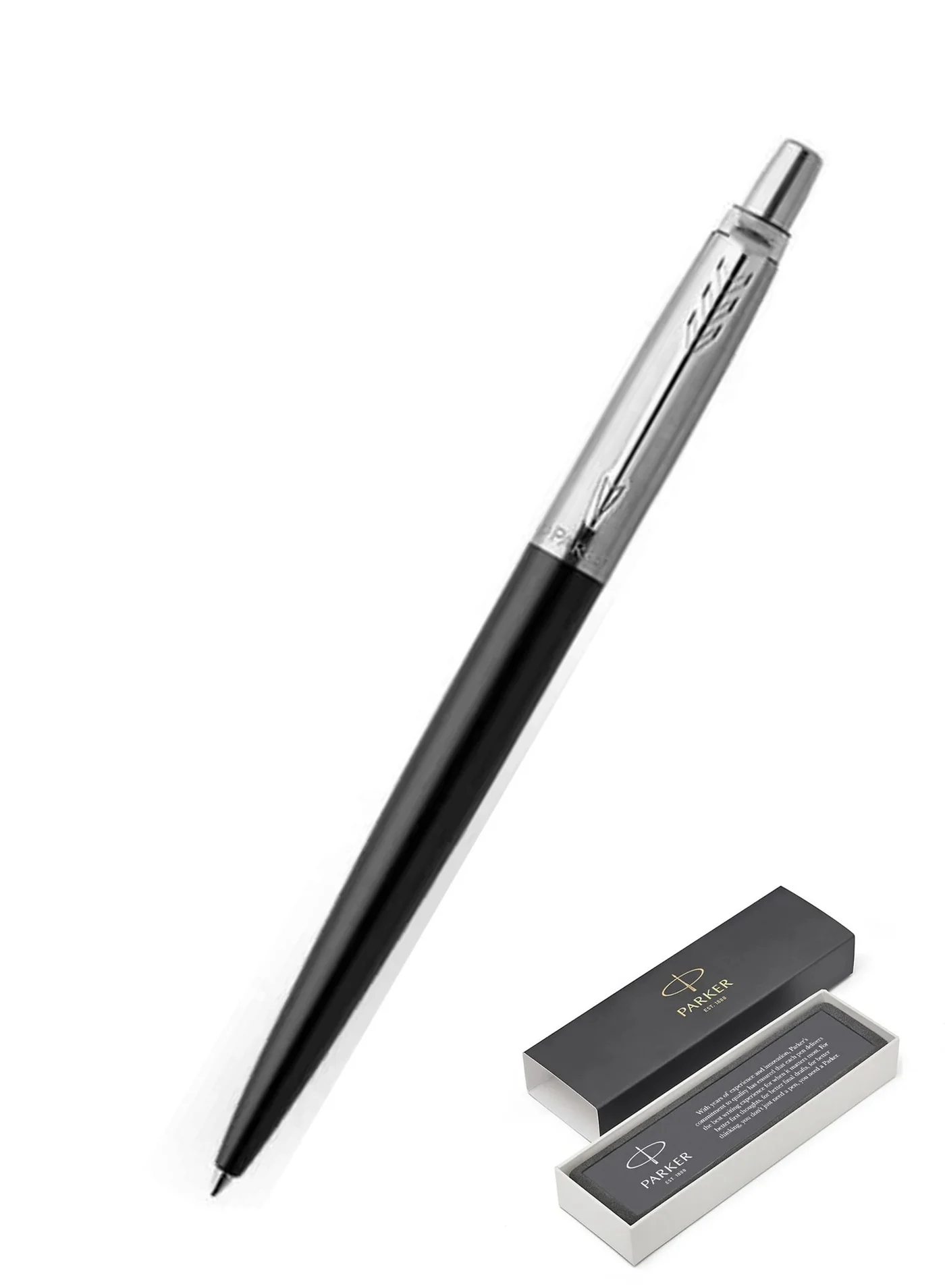 Premium Ballpoint Pen Retractable Writing Instrument with Medium Tip (Blue Ink, Black Barrel, 1-Piece) dnqpf