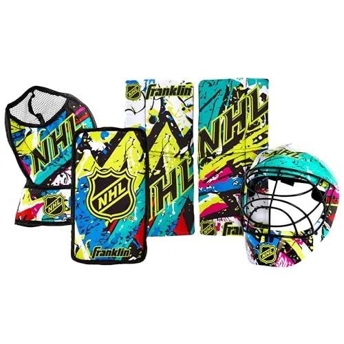 Youth Knee Hockey Goalie Gear Set with Mask and Protective Pads (Graffiti, One Size) rgzcx