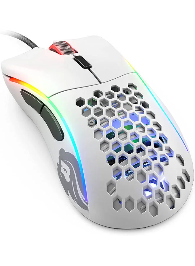 Premium Honeycomb Gaming Mouse Lightweight Wired RGB PC Mouse (Matte White, 61 g) 81ofr