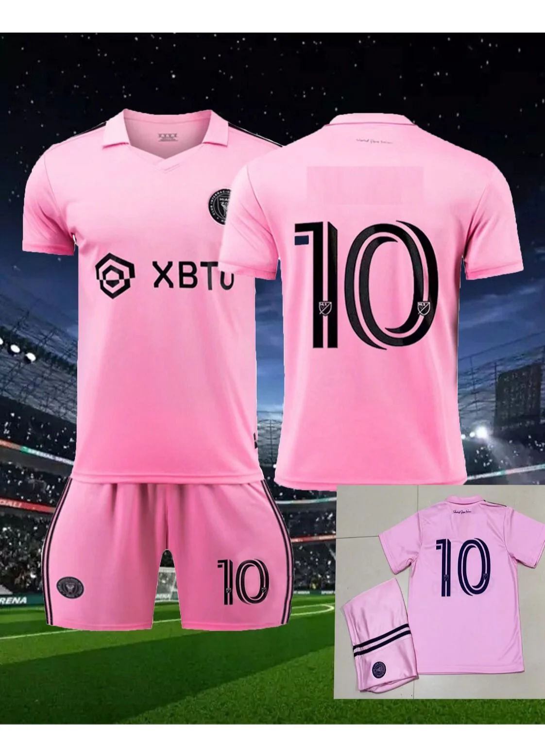 Miami Kids Soccer Jersey Set Premium Polyester Uniform for Youth (Pink, Size 120cm) n5bam