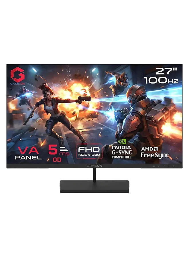 GAMEON 27 Inch FHD Gaming Monitor 100Hz 5ms Adaptive Sync Ultra-Slim Display (Black, 27 Inch) ov8s6