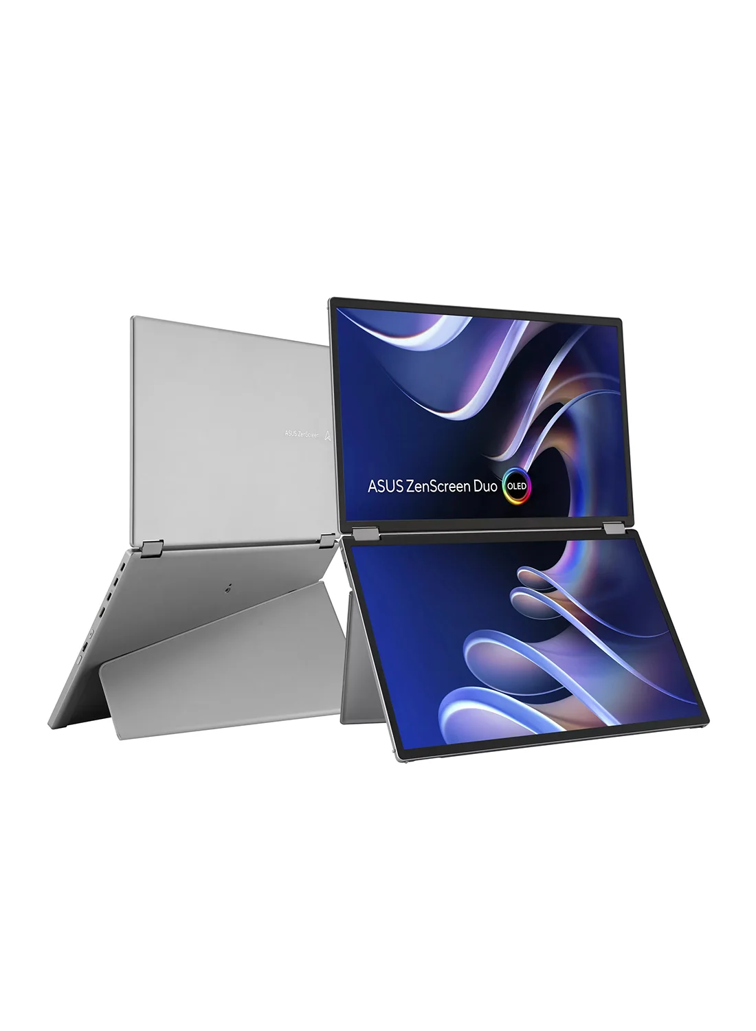 Premium Foldable Portable Dual OLED Monitor 14 Inch FHD Display High-Speed 60Hz Refresh Rate (Silver) 50haw