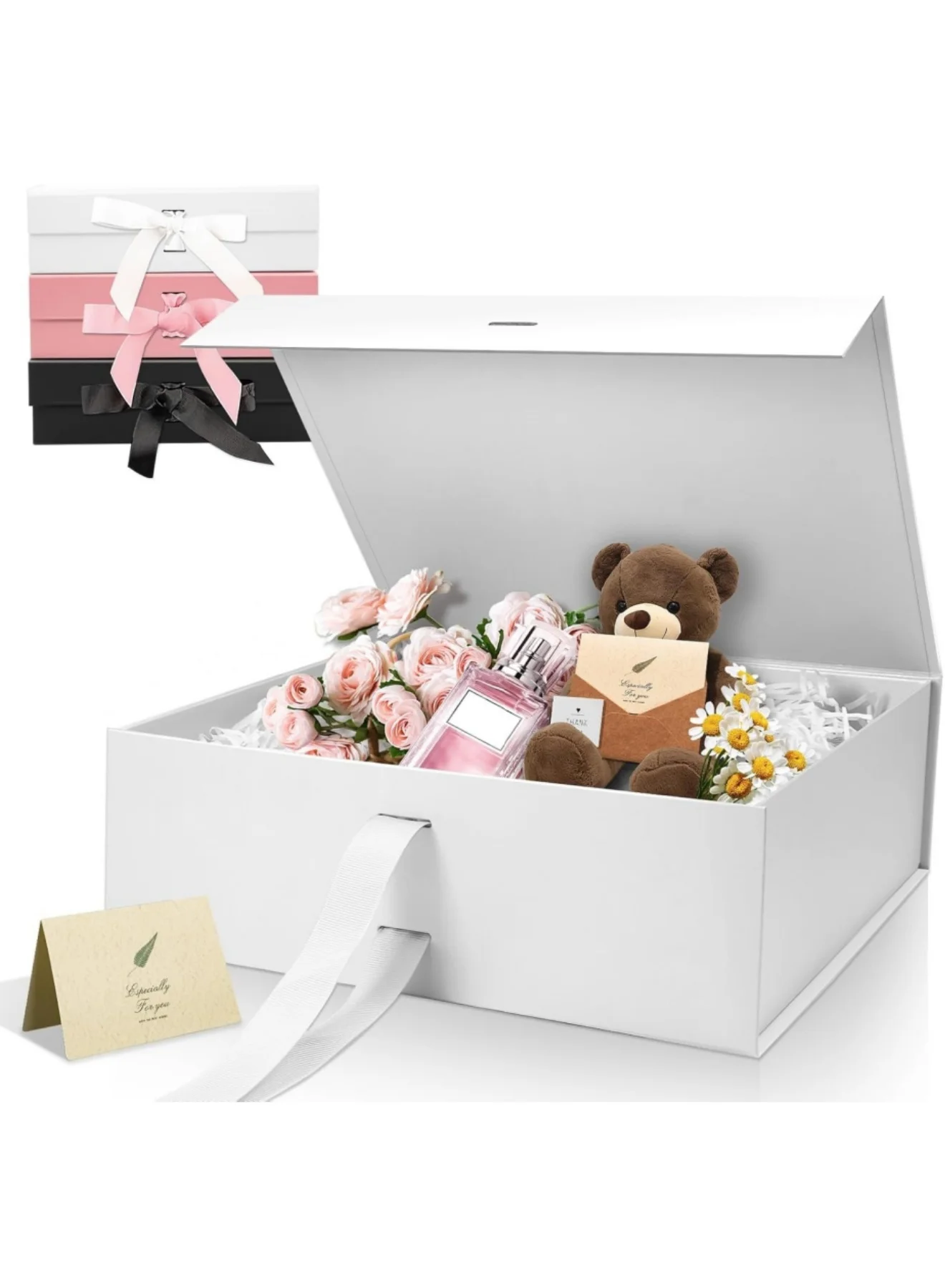 Saykfoe Large Magnetic Gift Box with Lid for Presents (Black, 31.5x26x9cm) tcnca